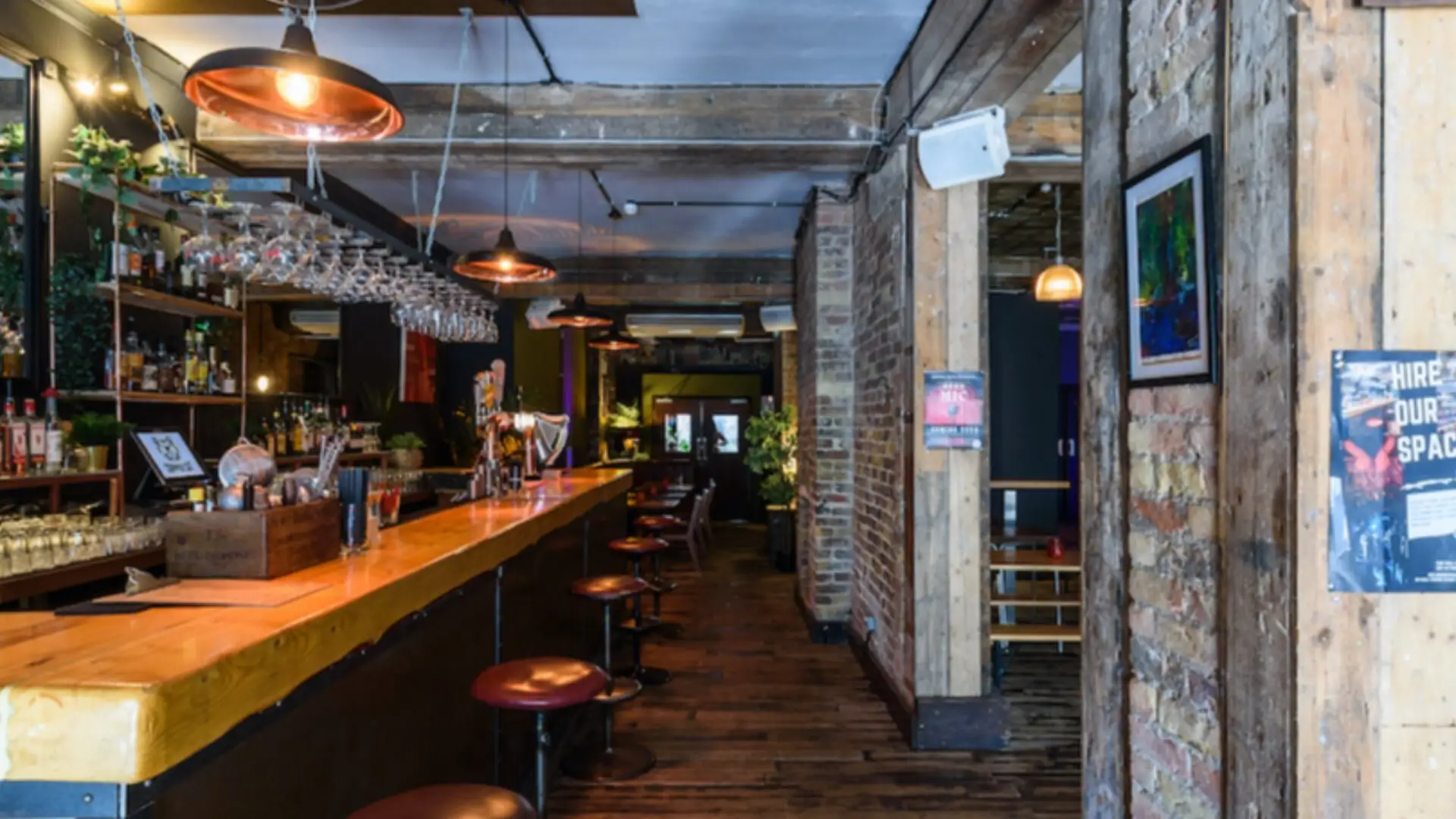 Large, industrial style cocktail bar in the heart of Dalston