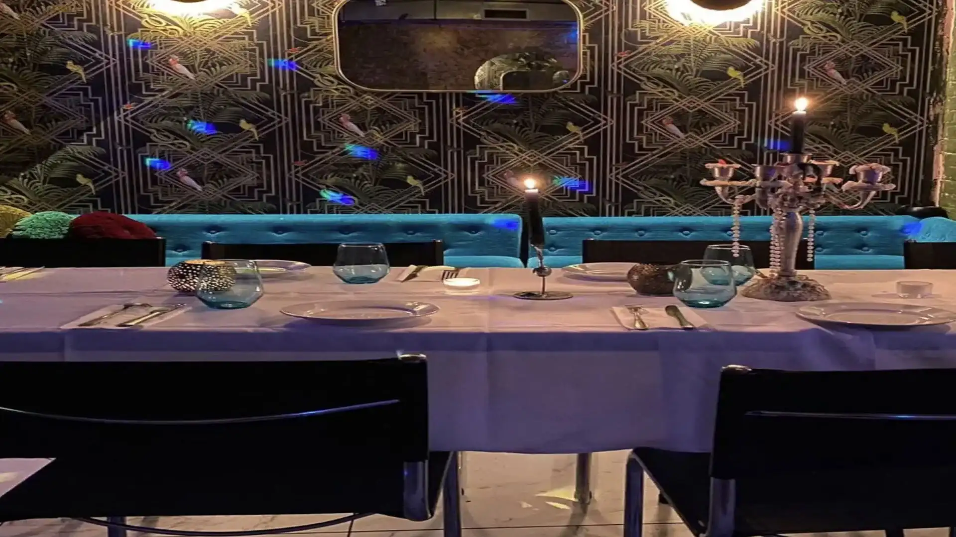 Spacious banquet hall at Dalson Party Venue with elegant seating and stage setup